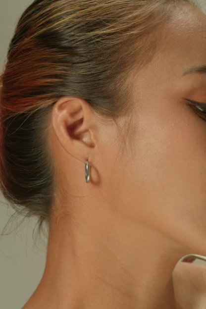 Oval Silver Hoop Earrings