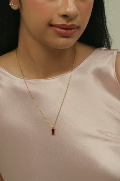 Verity Ruby Pendant Gold Chain Necklace