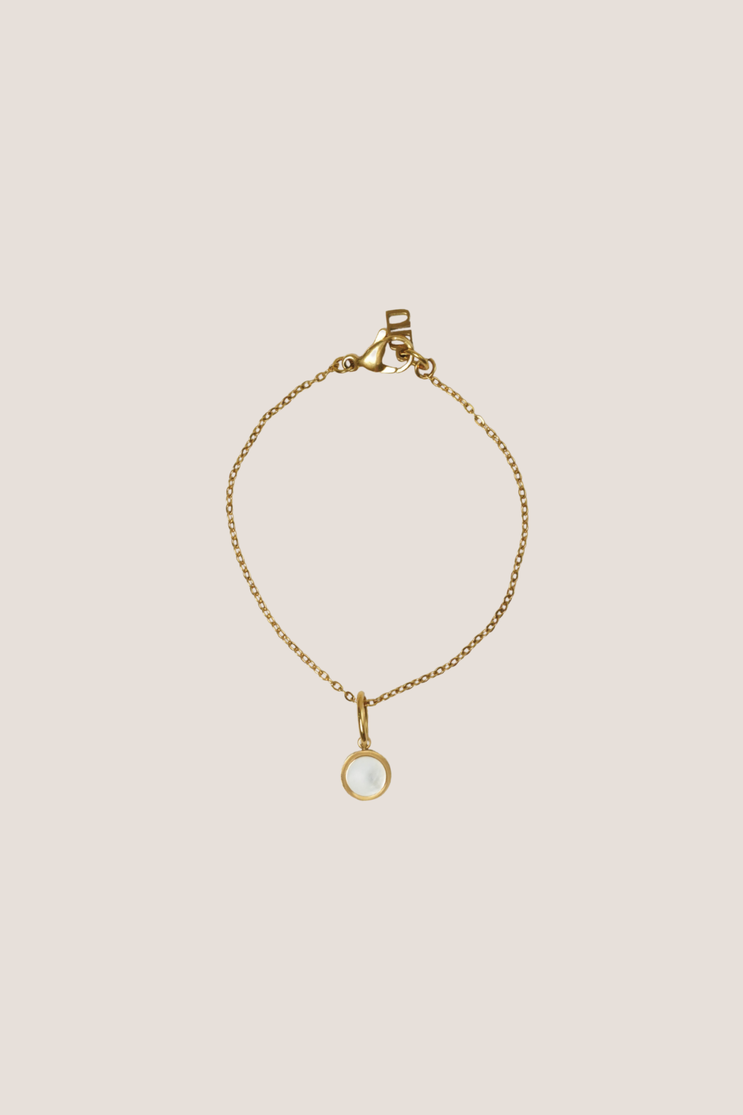 Mother of Pearl Charm with Gold Chain Bracelet