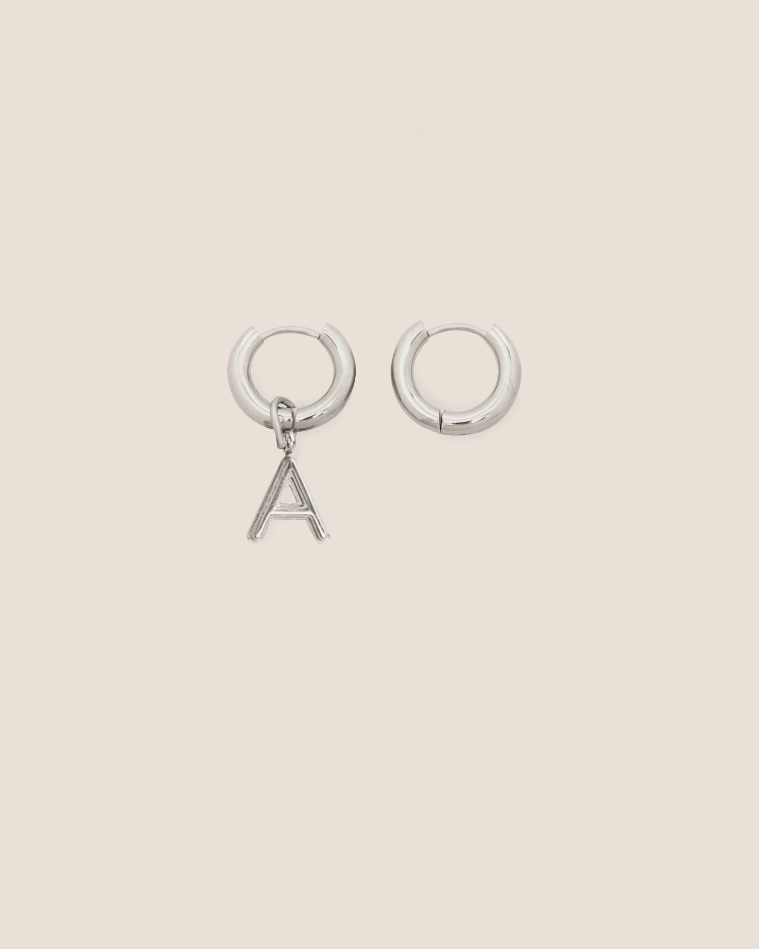 Alphabet Mini Silver Hoop Earrings