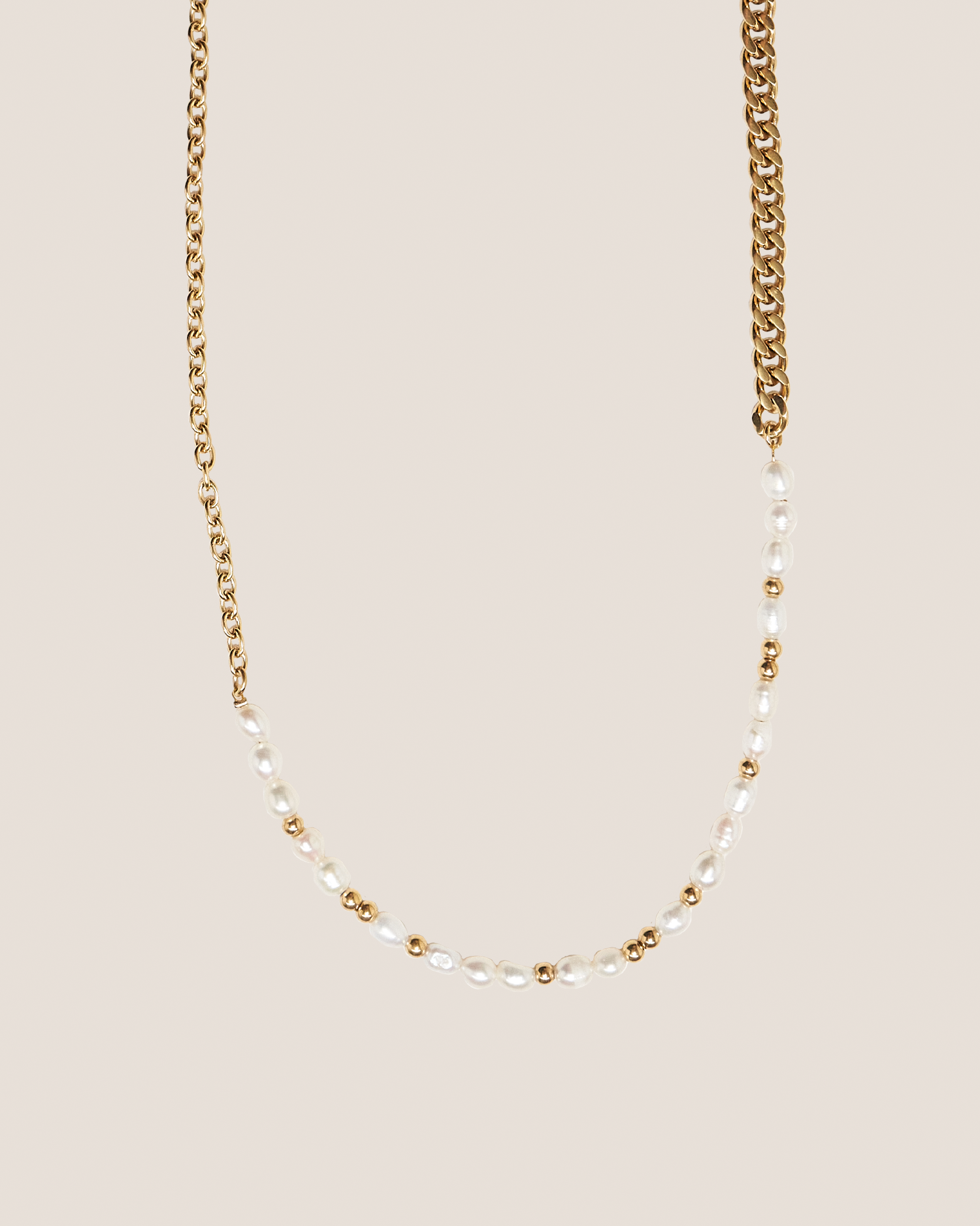 Allure Pearl Chain Gold Necklace