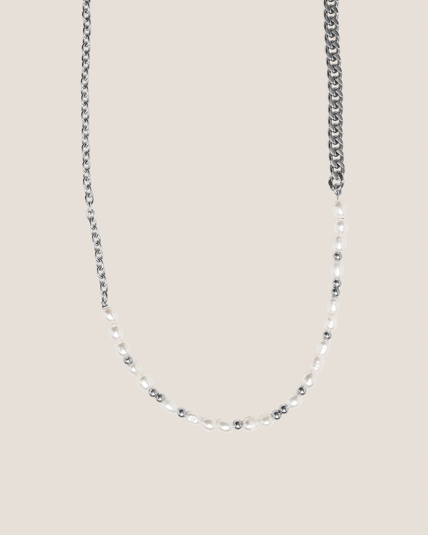 Allure Pearl Chain Silver Necklace 
