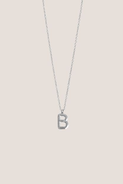 Alphabet Silver Chain Pendant Necklace