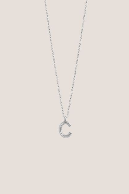 Alphabet Silver Chain Pendant Necklace
