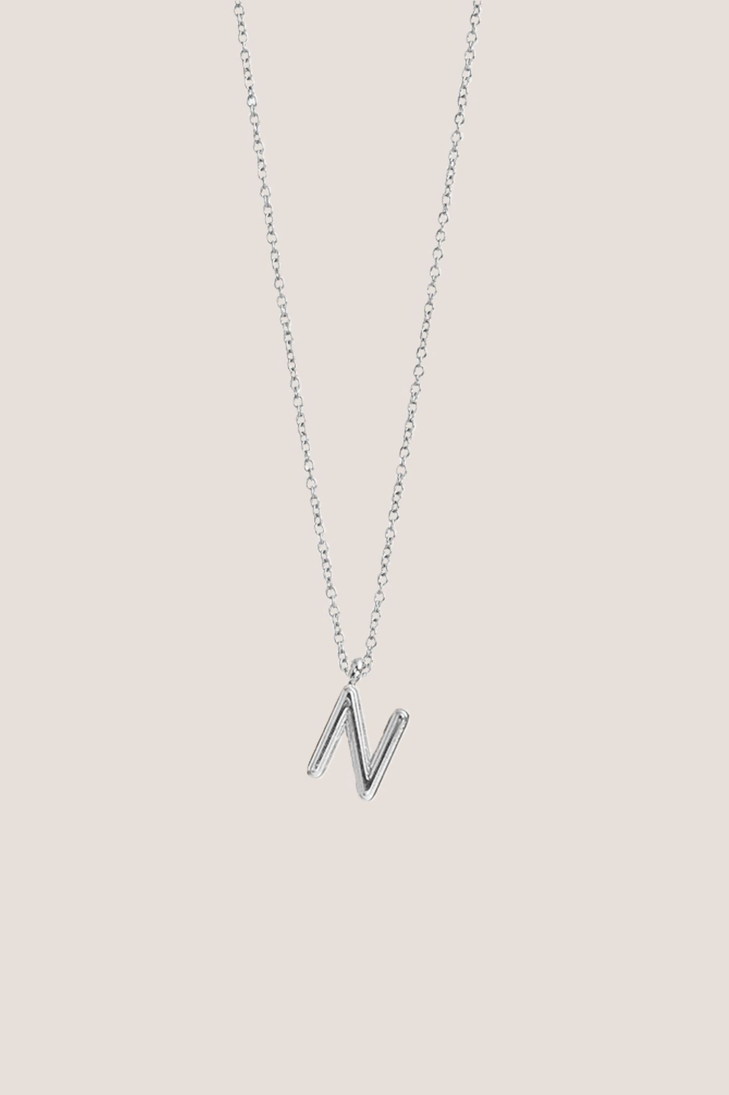 Alphabet Pendant Silver Chain Necklace | Gung Jewellery
