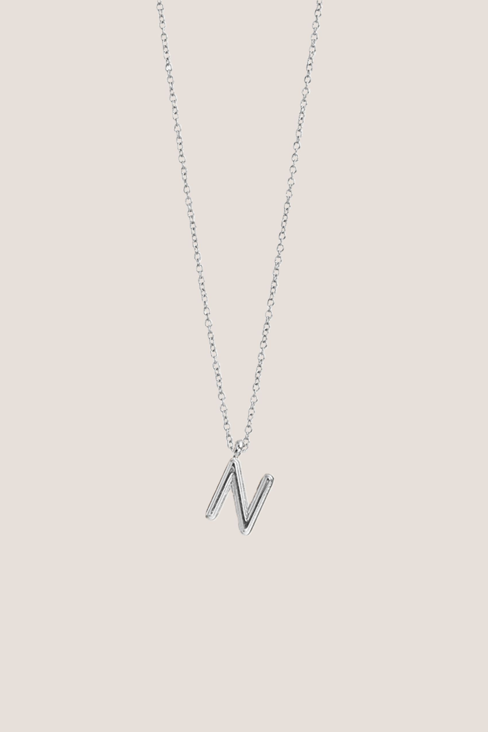 Alphabet Pendant Silver Chain Necklace | Gung Jewellery
