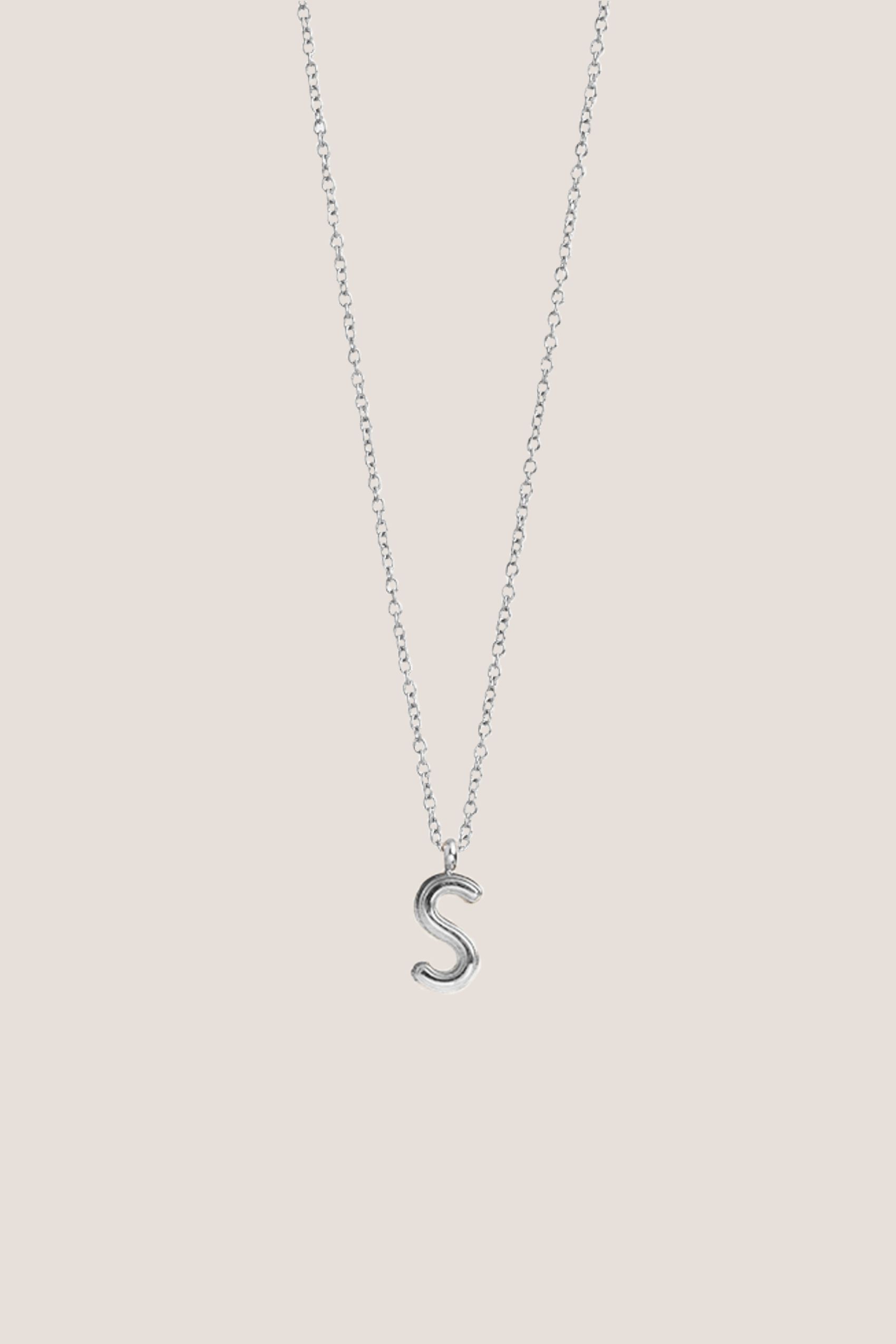 Alphabet Silver Chain Pendant Necklace