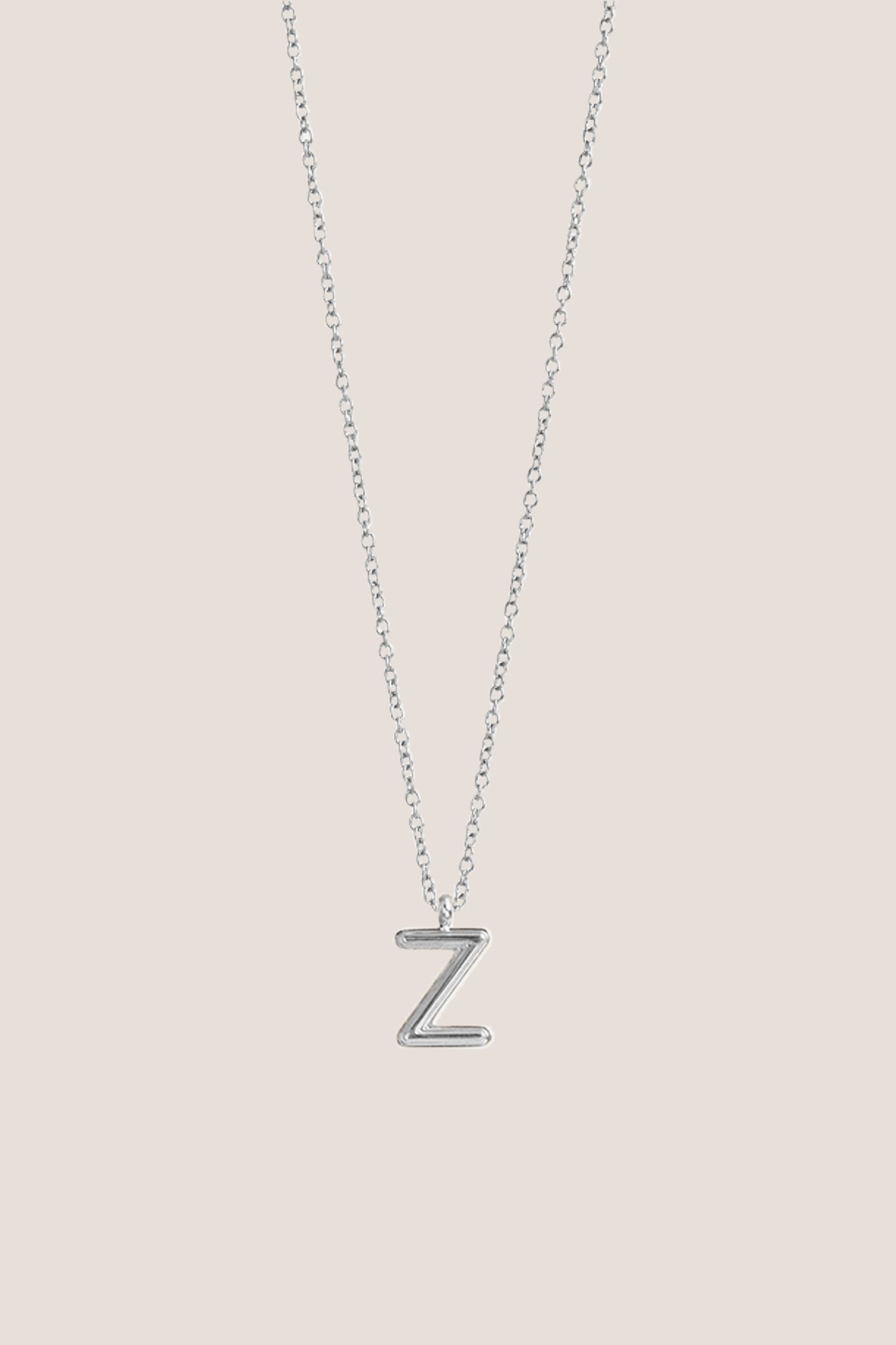 Alphabet Silver Chain Pendant Necklace