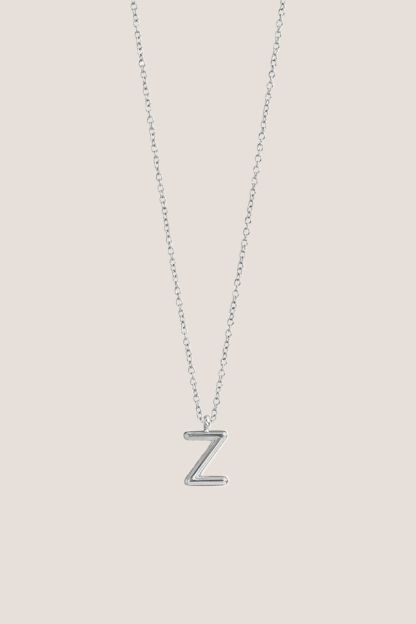 Alphabet Silver Chain Pendant Necklace
