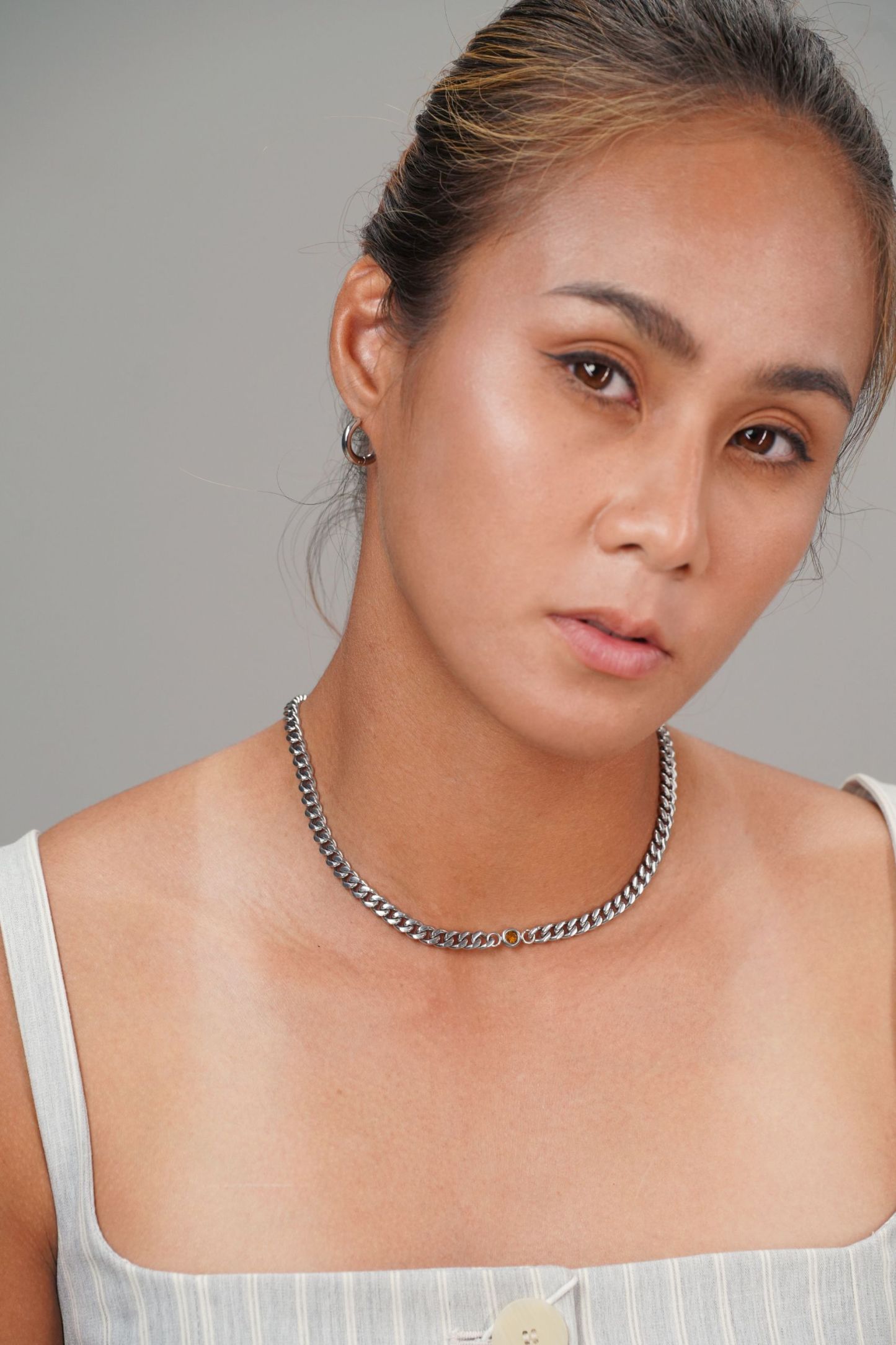 Andonis Curb Silver Chain Necklace