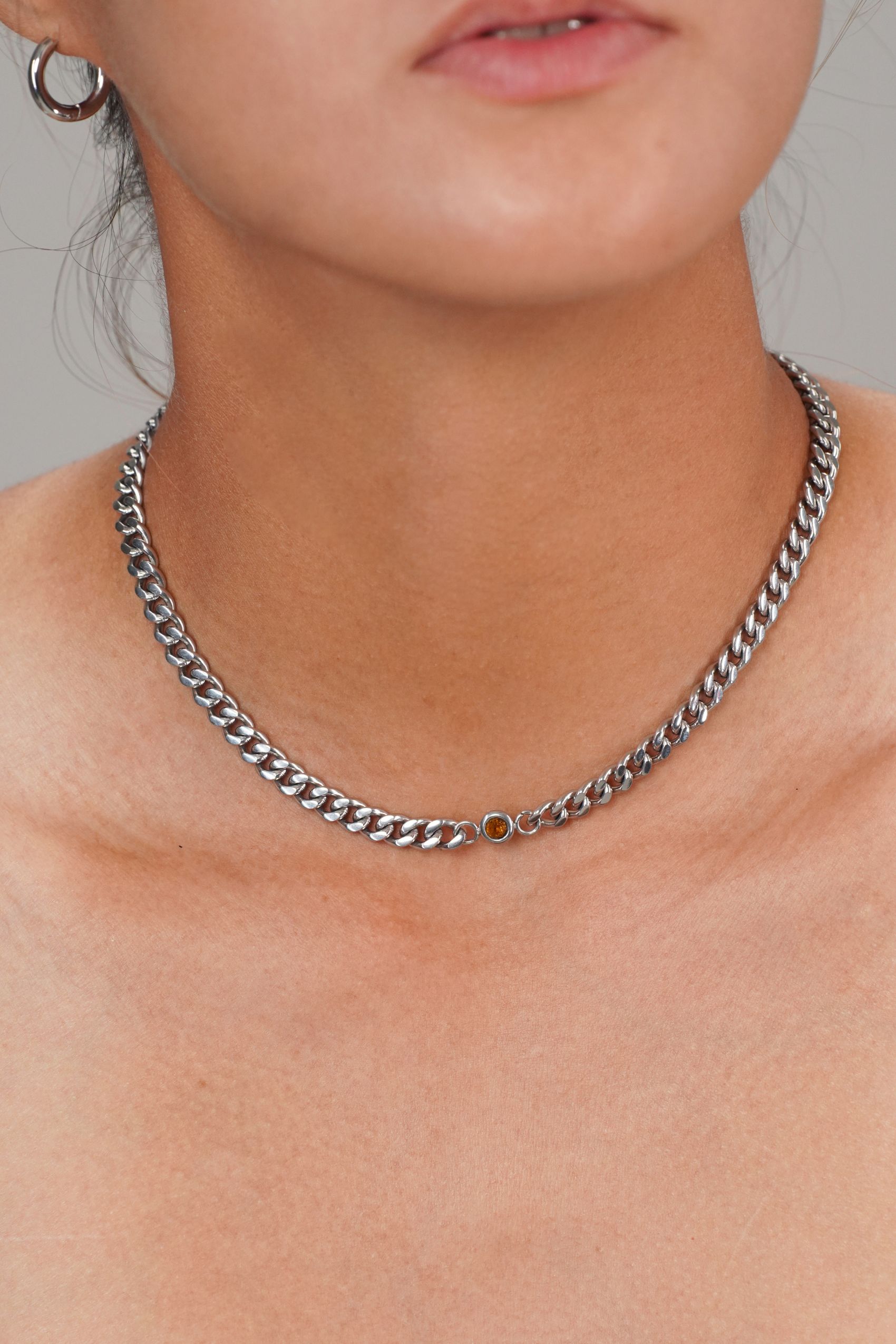 Andonis Curb Silver Chain Necklace