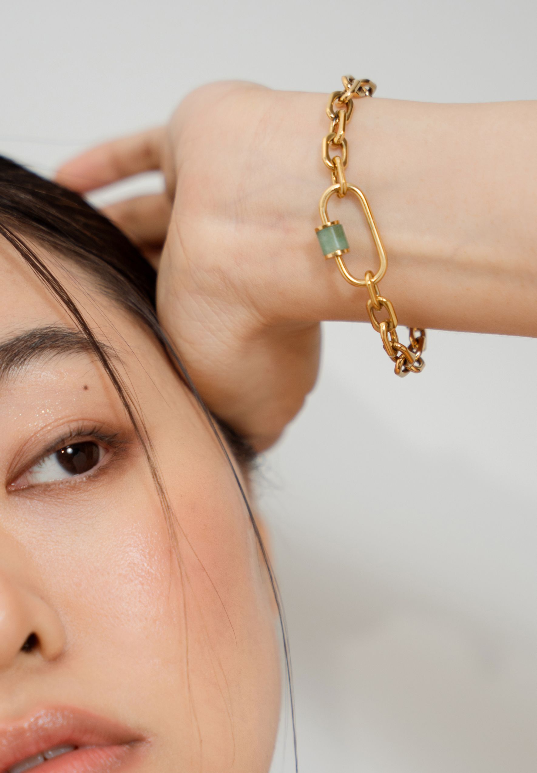  Aurea Aventurine Jade Chain Gold Bracelet 