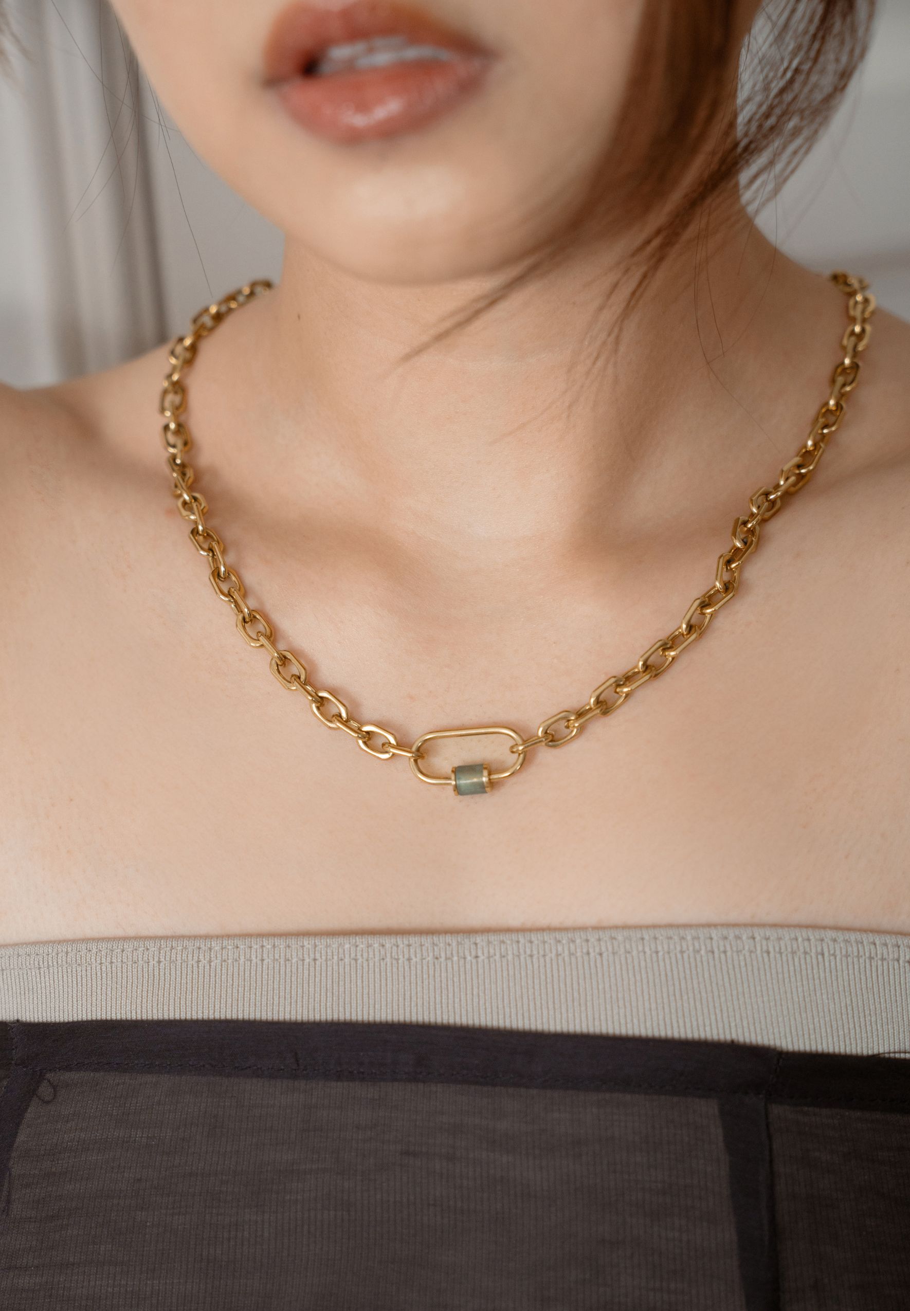 Aurea Aventurine Jade Chain Gold Necklace