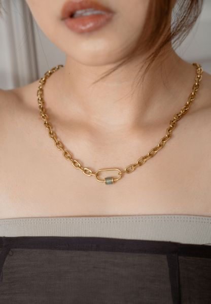 Aurea Aventurine Jade Chain Gold Necklace
