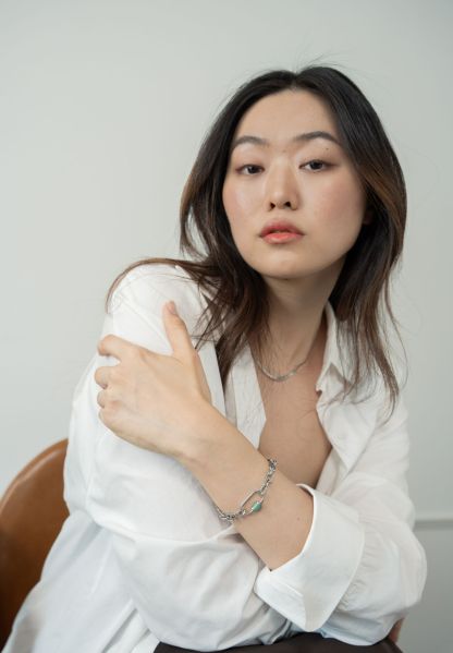 Aurea Aventurine Jade Chain Silver Bracelet