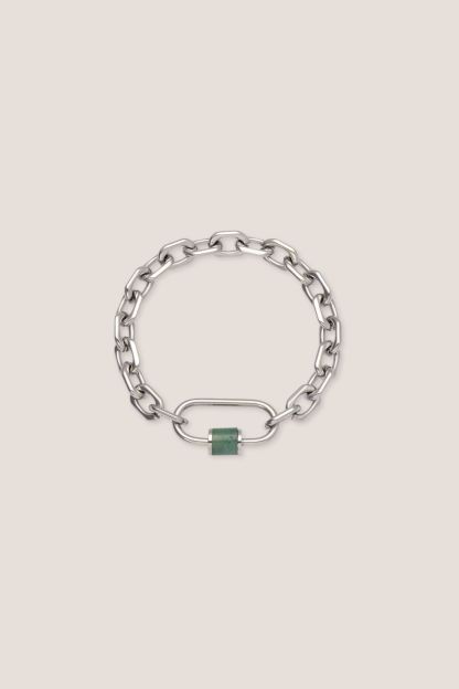 Aurea Aventurine Jade Chain Silver Bracelet