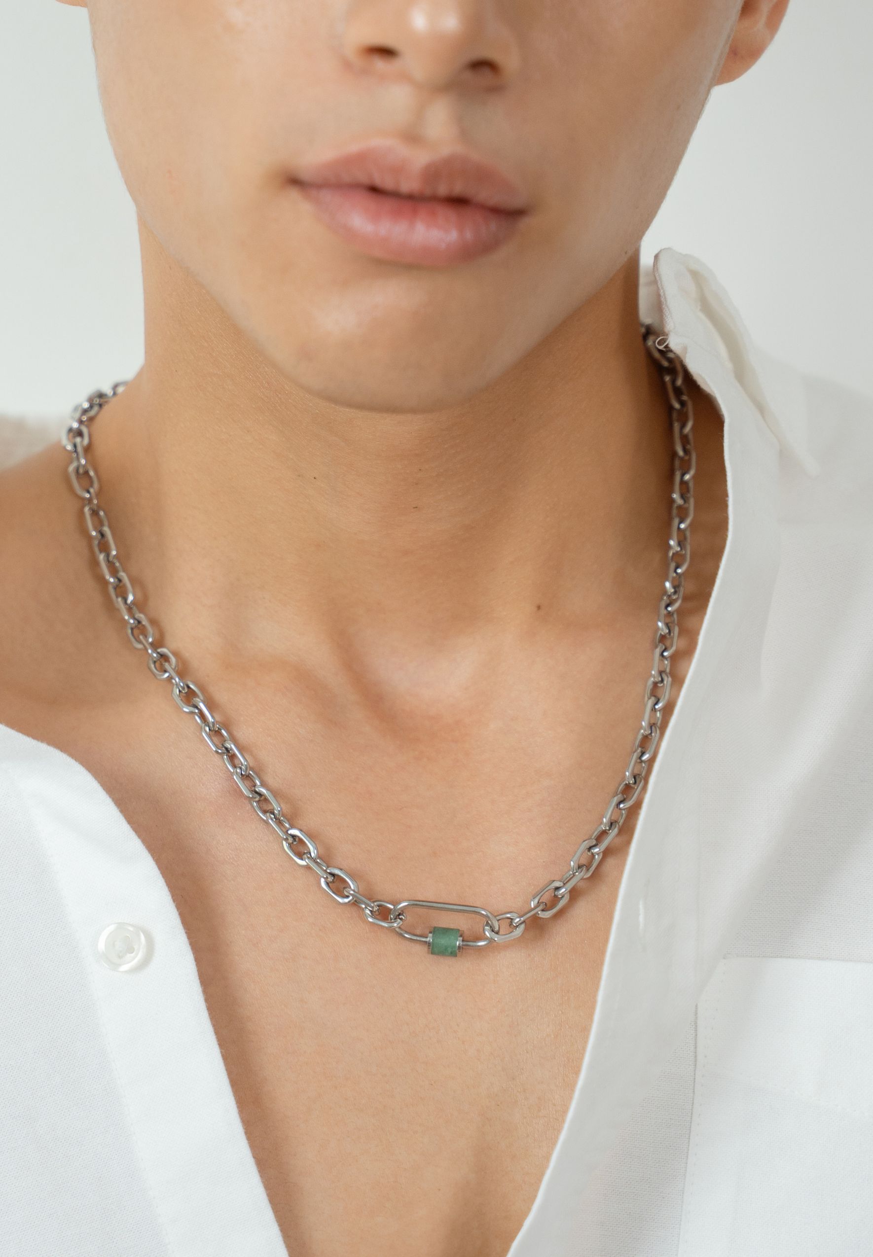 Aurea Aventurine Jade Chain Silver Necklace