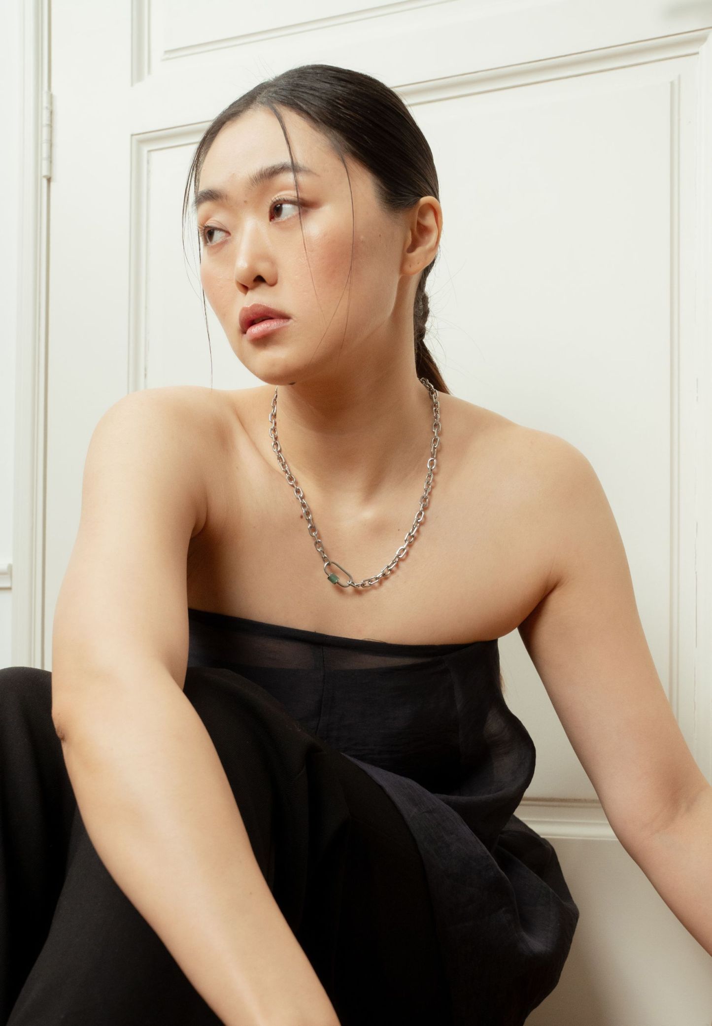 Aurea Aventurine Jade Chain Silver Necklace