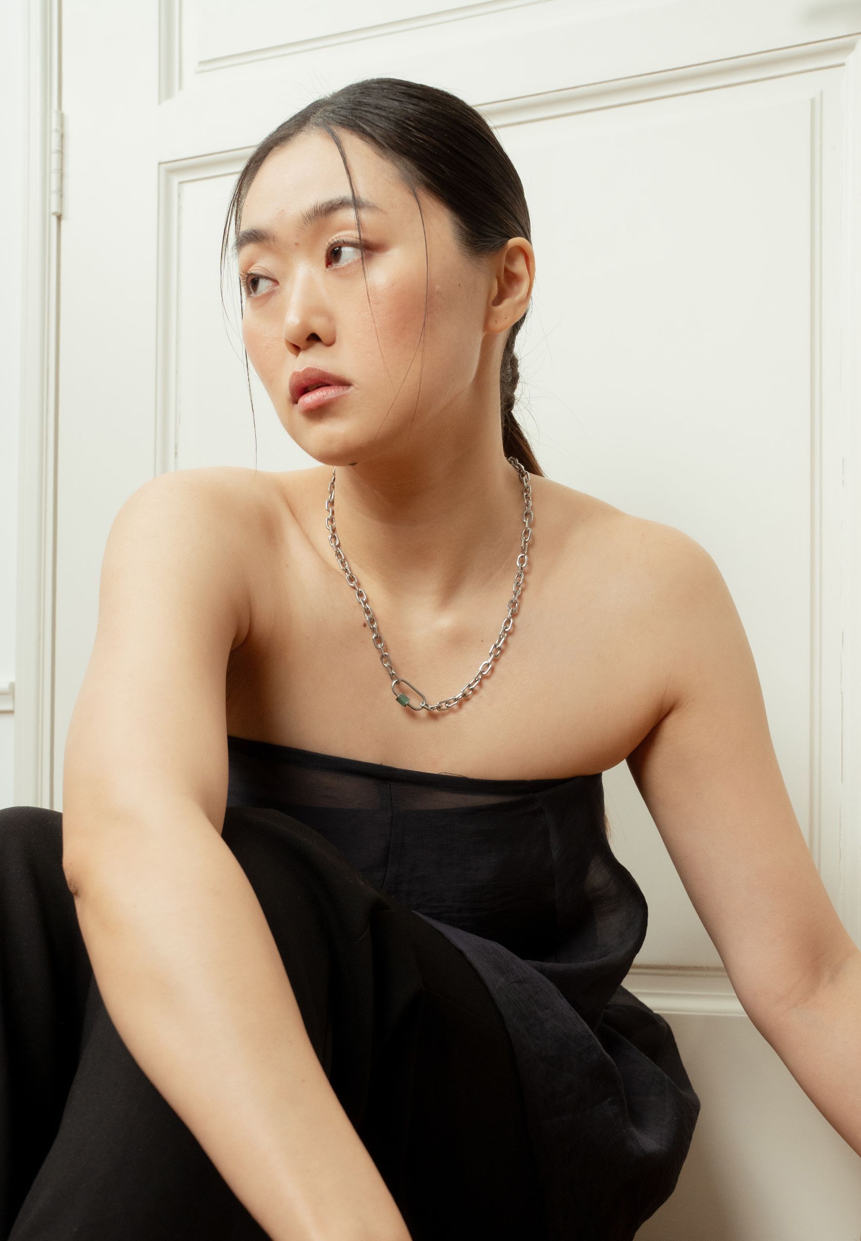 Aurea Aventurine Jade Chain Silver Necklace