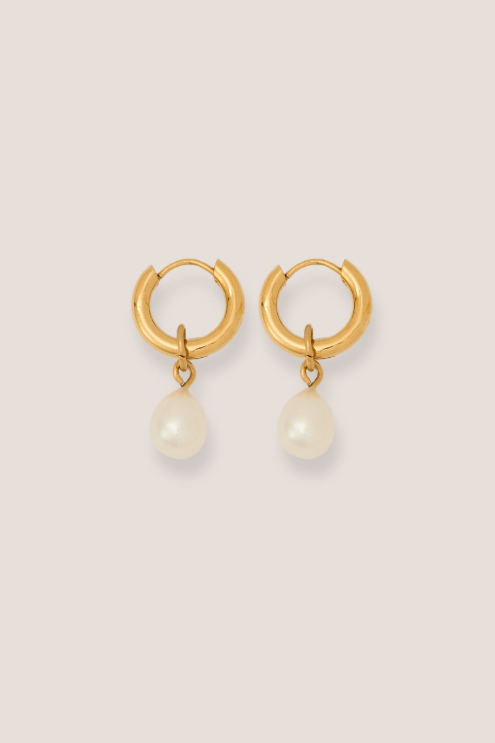 Baroque Pearl Mini Gold Hoop Earrings (Two-sided)
