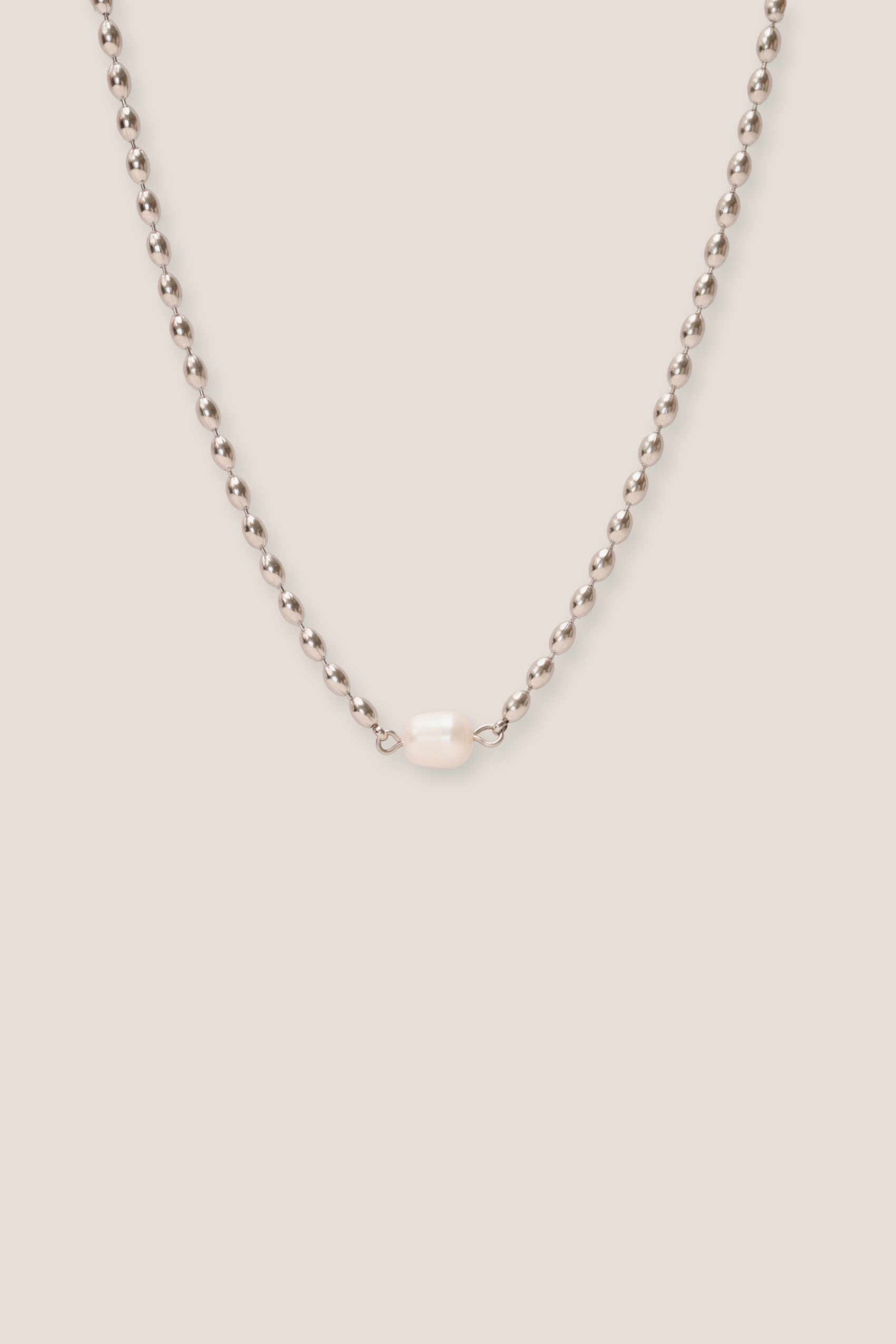 Beaded Freshwater Pearl Silver Necklace