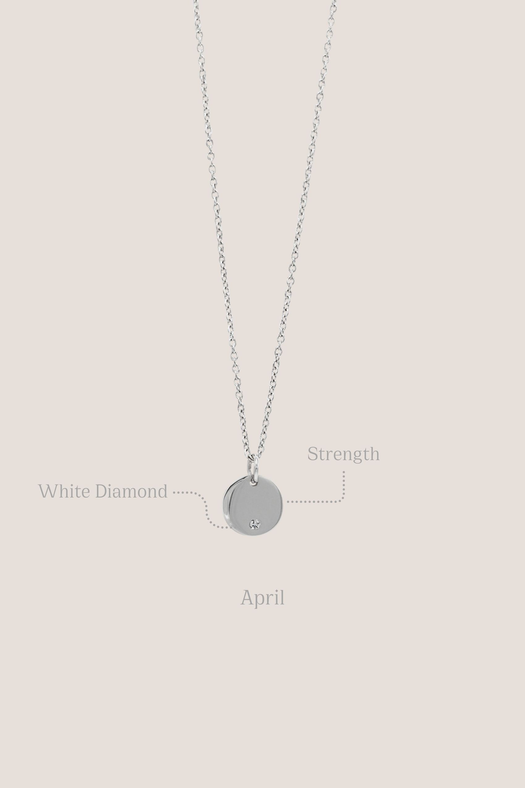 Birthstone Round Pendant Silver Chain Necklace