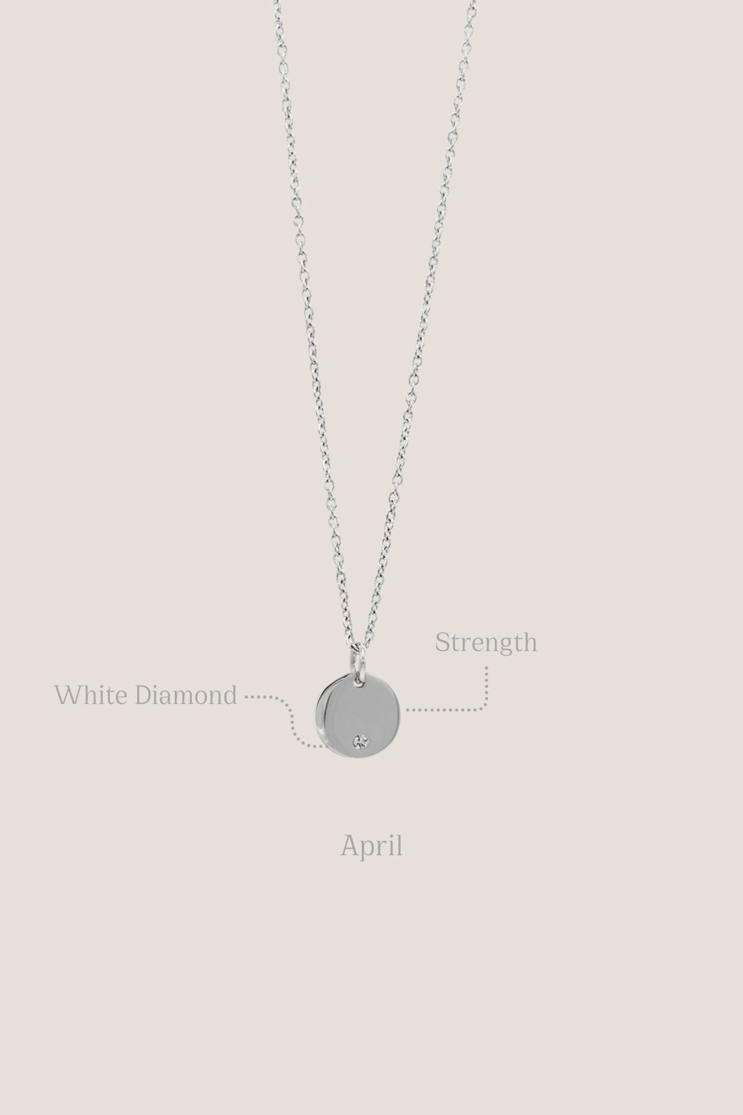 Birthstone Round Pendant Silver Chain Necklace