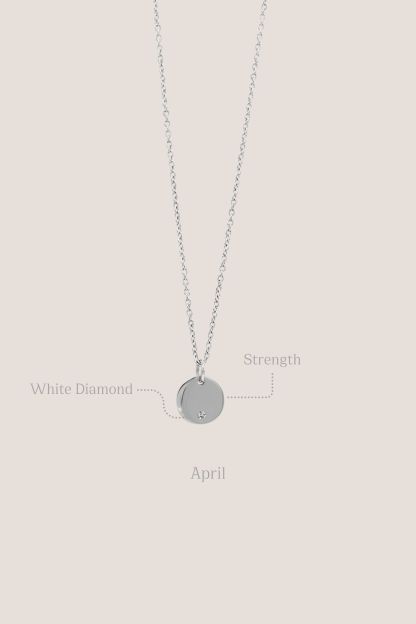 Birthstone Round Pendant Silver Chain Necklace