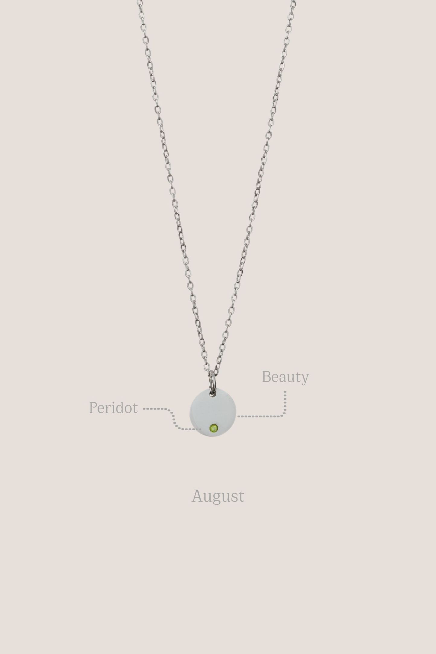 Birthstone Round Pendant Silver Chain Necklace