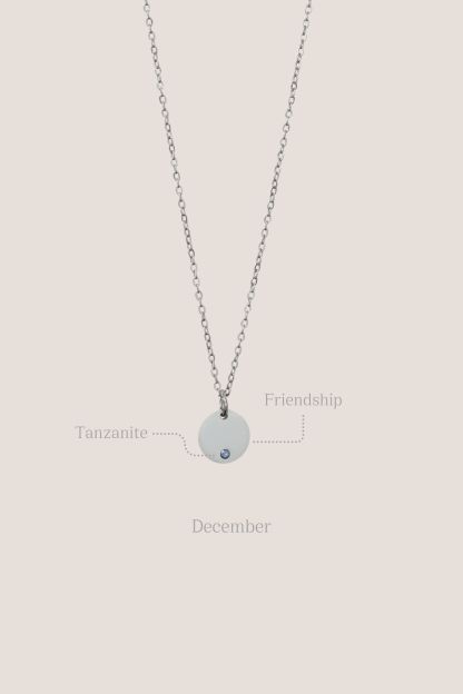Birthstone Round Pendant Silver Chain Necklace