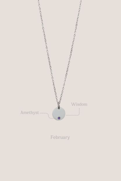 Birthstone Round Pendant Silver Chain Necklace