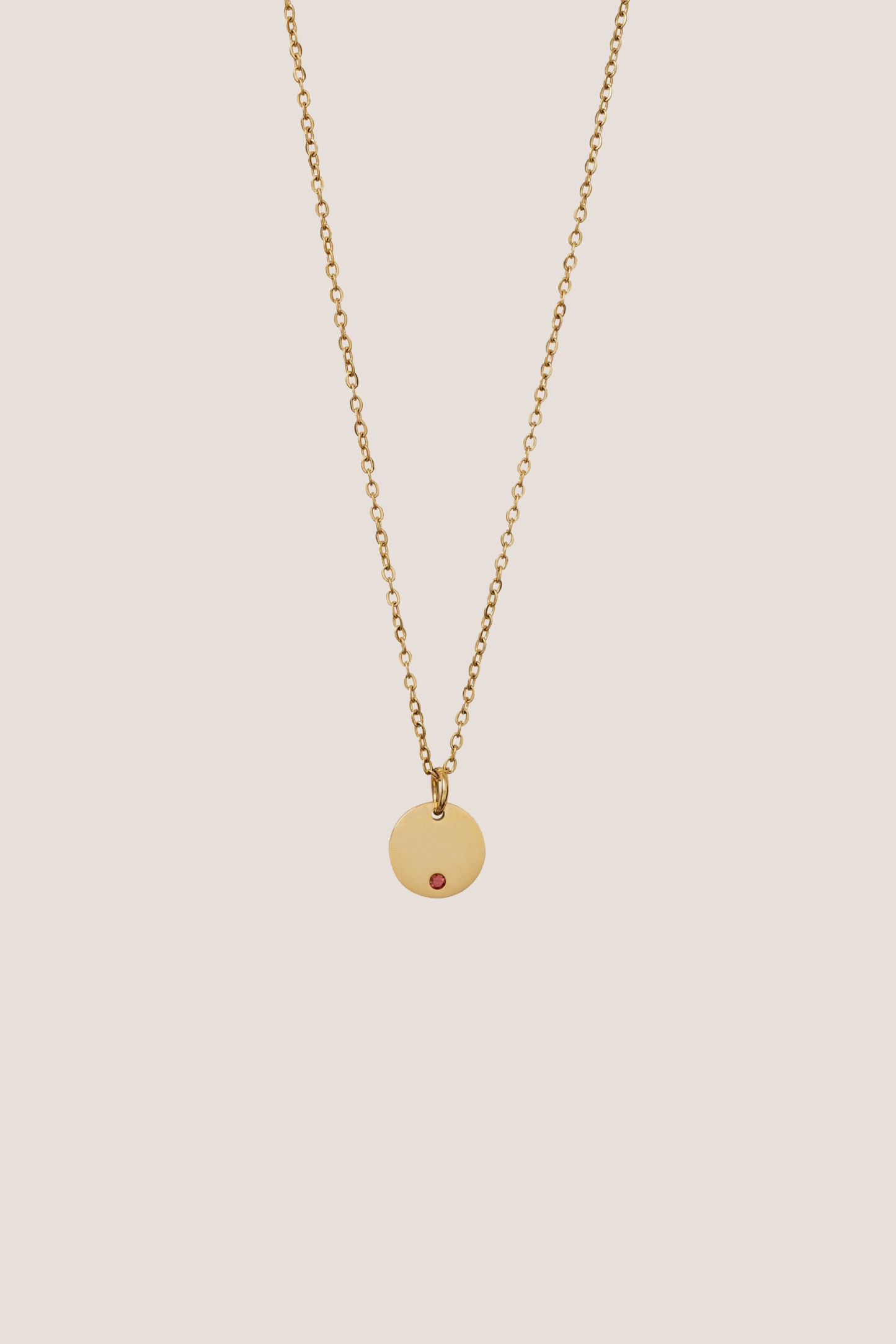 Birthstone Round Pendant Gold Chain Necklace