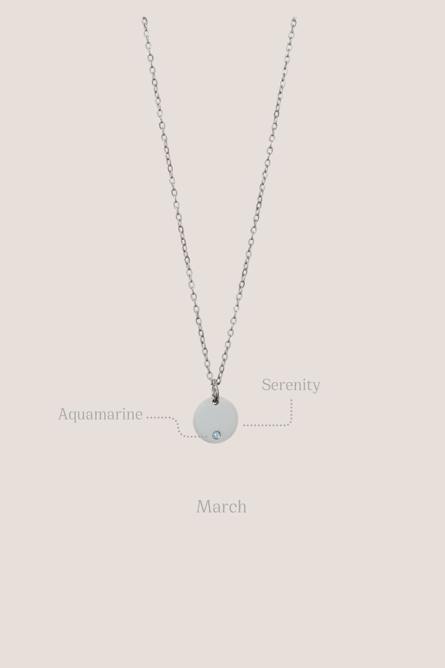 Birthstone Round Pendant Silver Chain Necklace