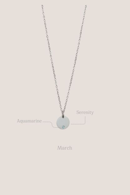 Birthstone Round Pendant Silver Chain Necklace