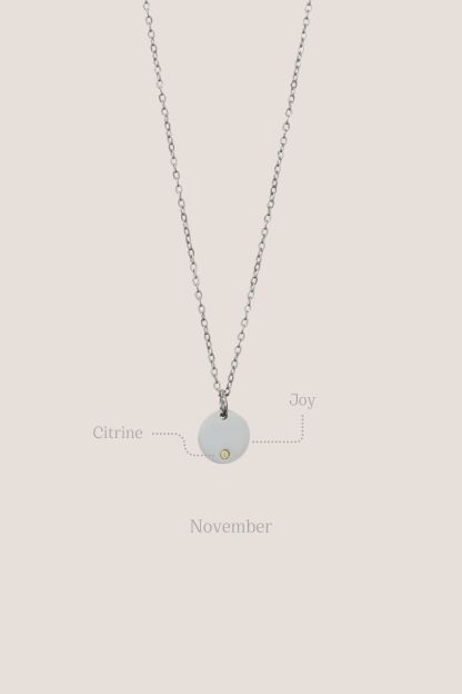 Birthstone Round Pendant Silver Chain Necklace