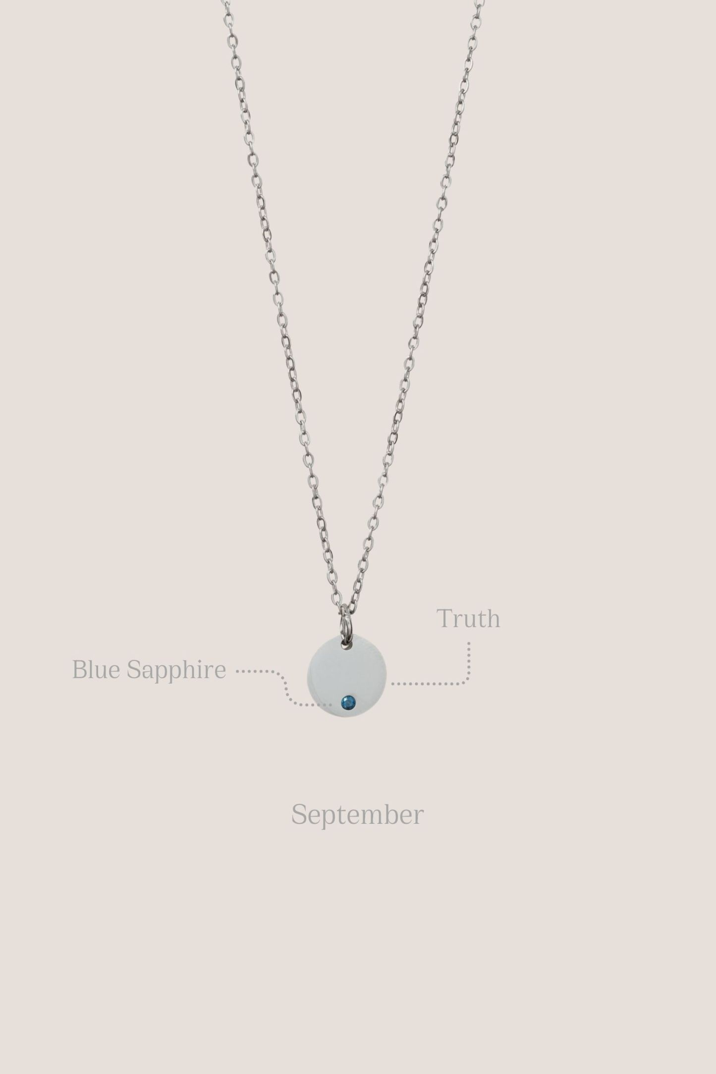 Birthstone Round Pendant Silver Chain Necklace
