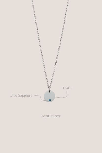 Birthstone Round Pendant Silver Chain Necklace