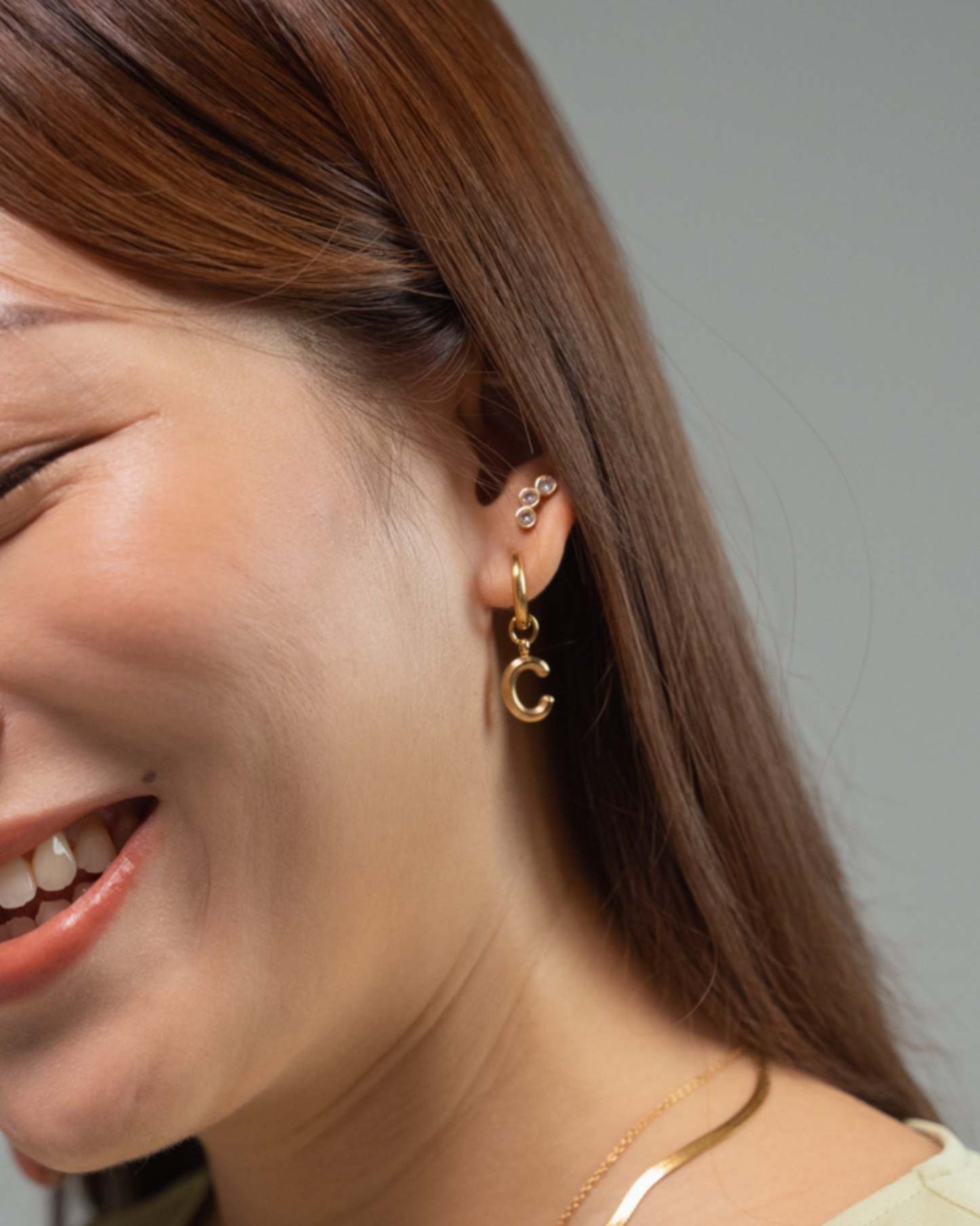 Alphabet Mini Gold Hoop Earrings