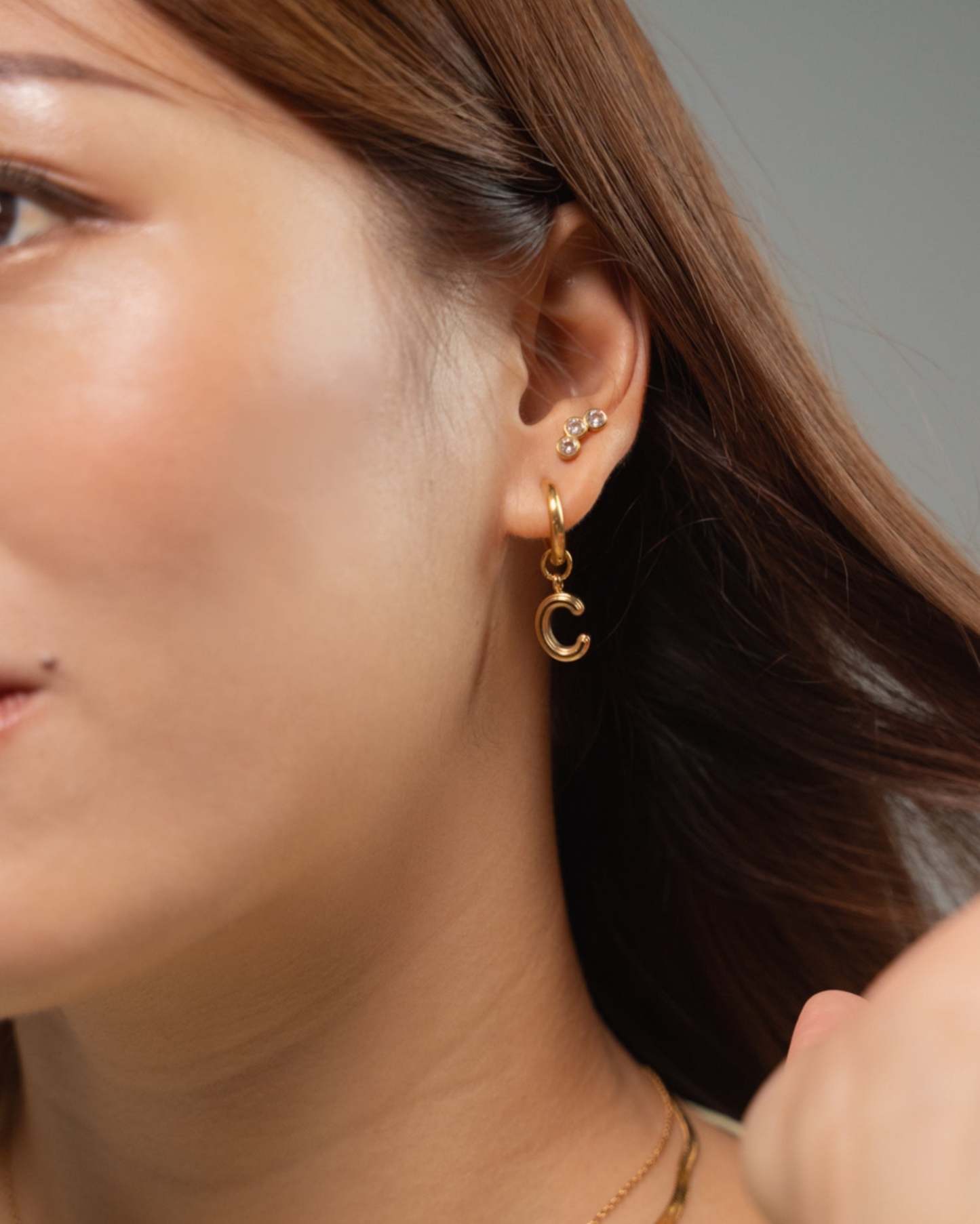 Alphabet Mini Gold Hoop Earrings