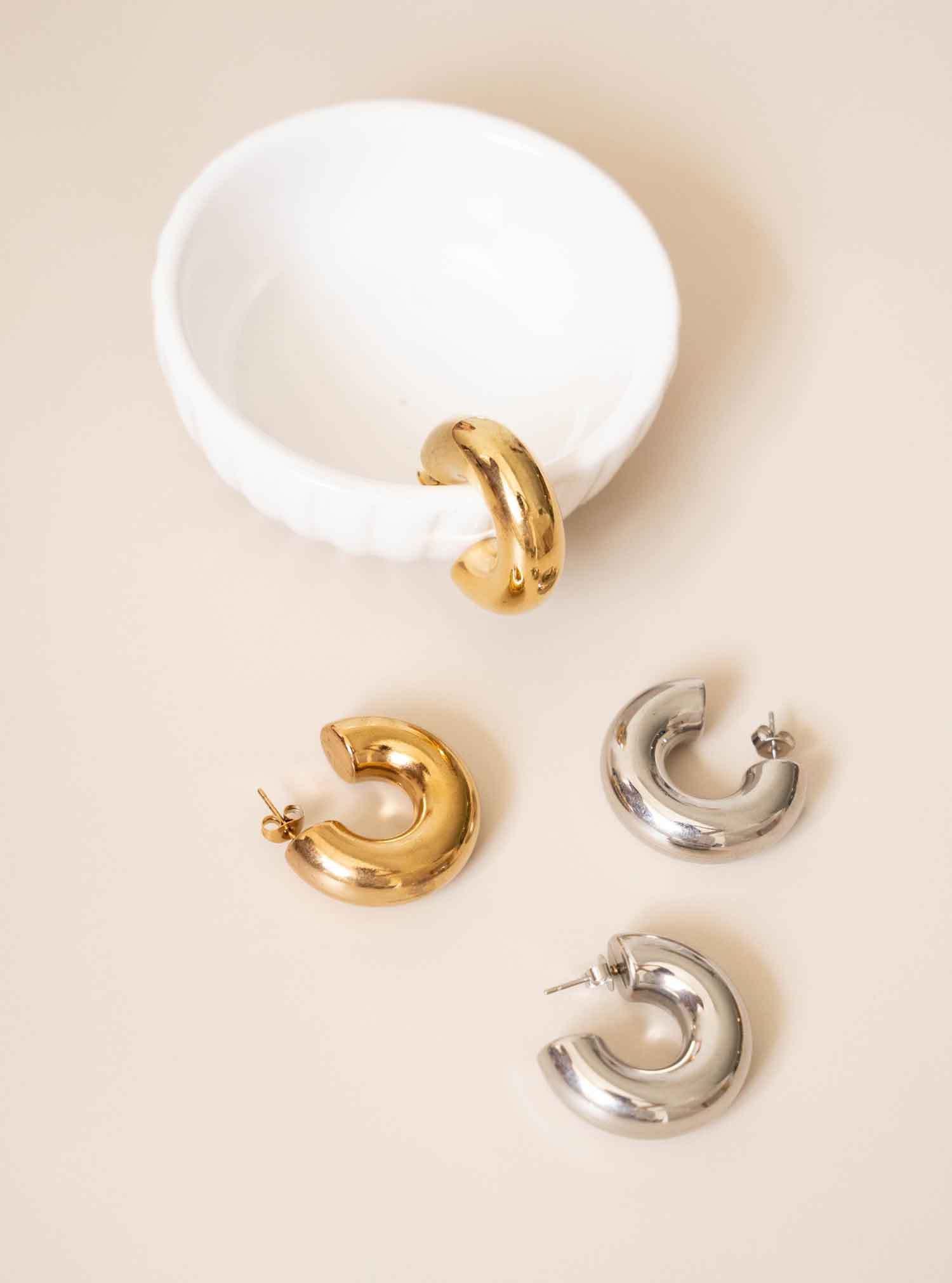 Chunky Hoop Bold Silver Earrings