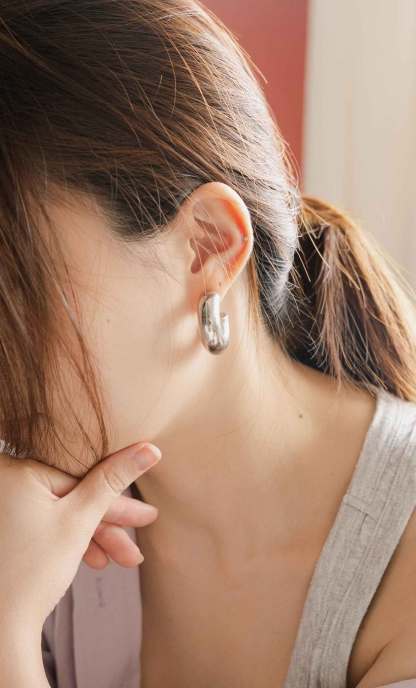 Chunky Hoop Bold Silver Earrings