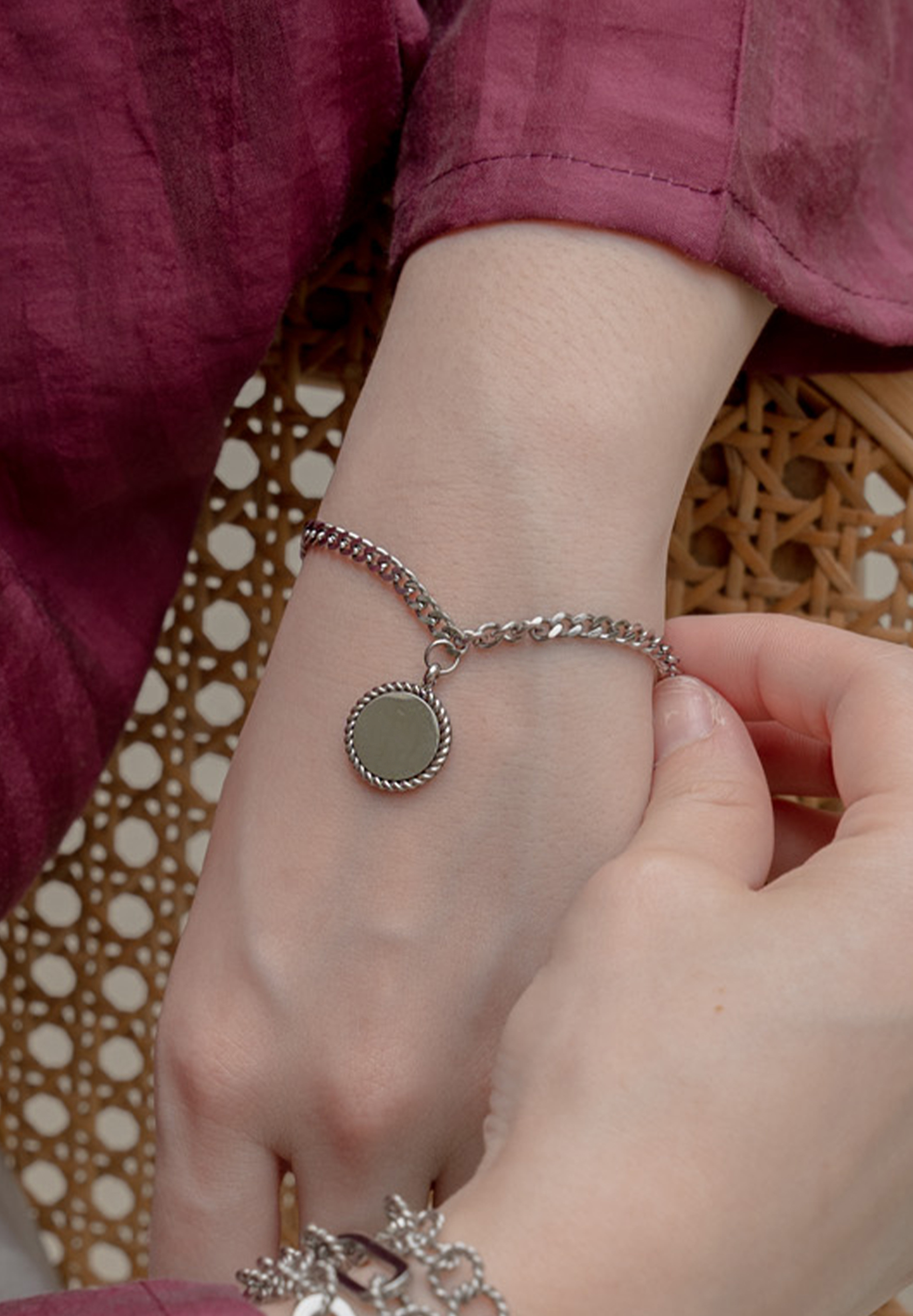 Dana Silver Pendant with Curb Chain Bracelet