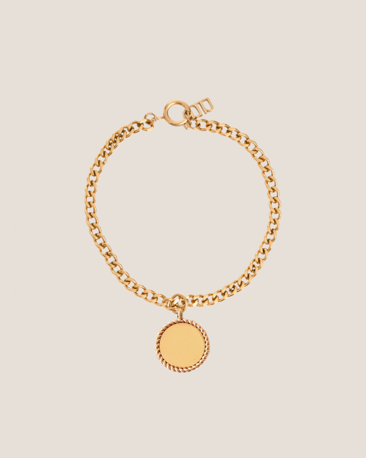 Dana Gold Pendant Curb Chain Bracelet