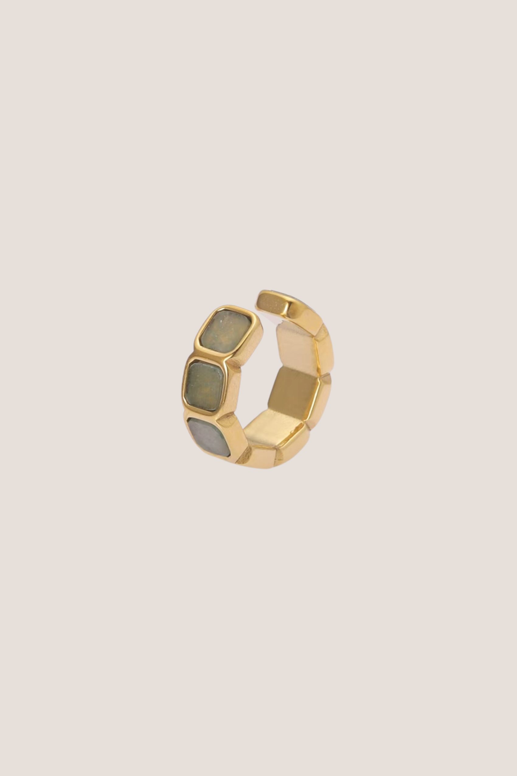 Eterna Aventurine Jade Gold Cuff Earrings