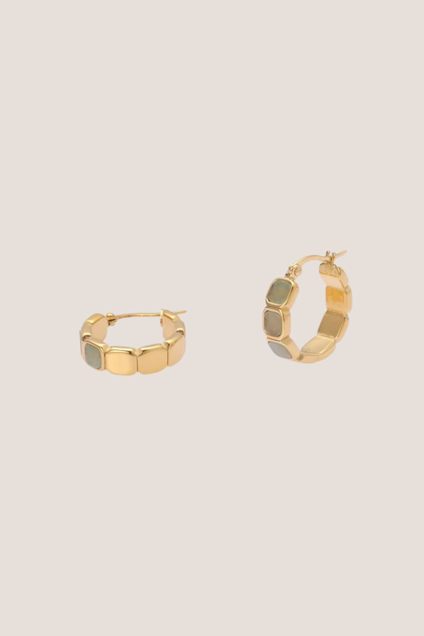Eterna Aventurine Jade Gold Hoop Earrings
