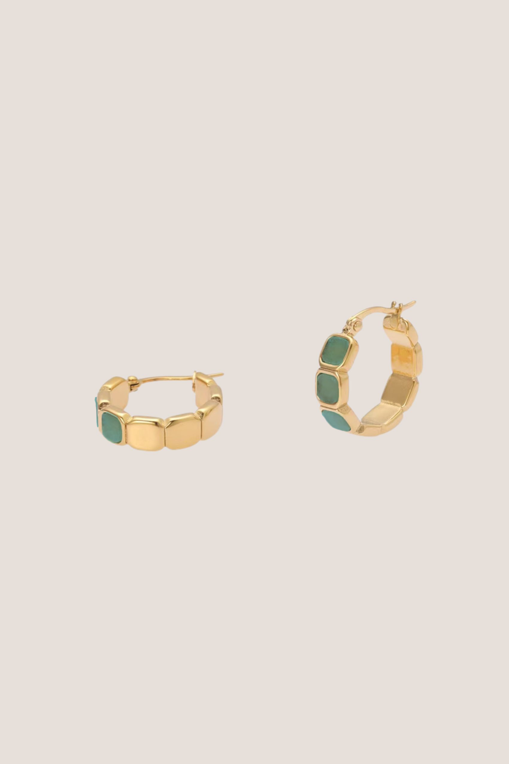 Eterna Aventurine Jade Gold Hoop Earrings
