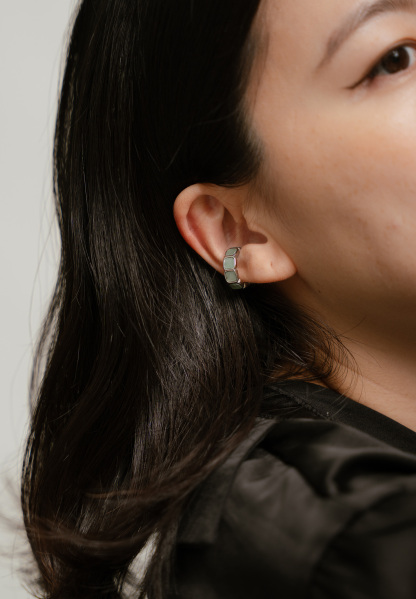 Eterna Aventurine Jade Silver Cuff Earrings