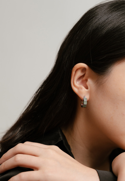 Eterna Aventurine Jade Silver Hoop Earrings 