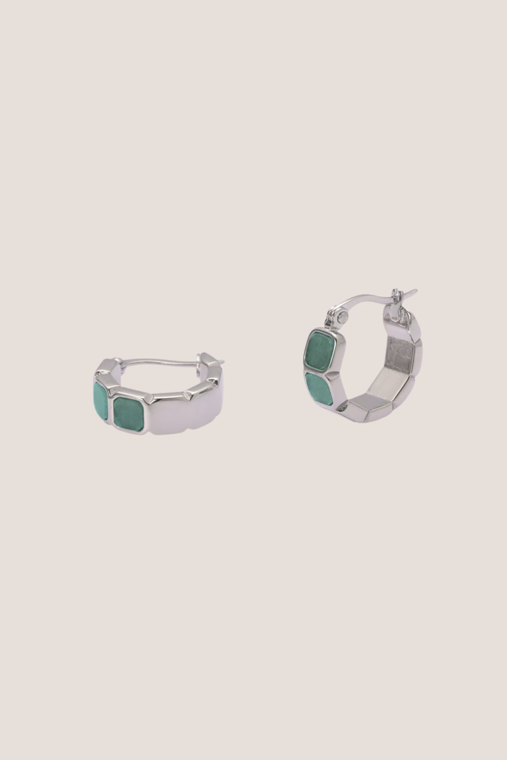Eterna Aventurine Jade Silver Hoop Earrings 