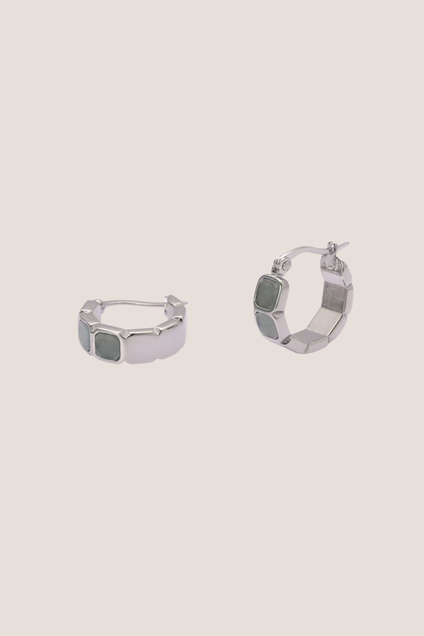 Eterna Aventurine Jade Silver Hoop Earrings 